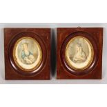 A PAIR OF OVAL MINIATURES, "SACRIFICE and LA VESTALE", engravings. 4ins x 3ins.