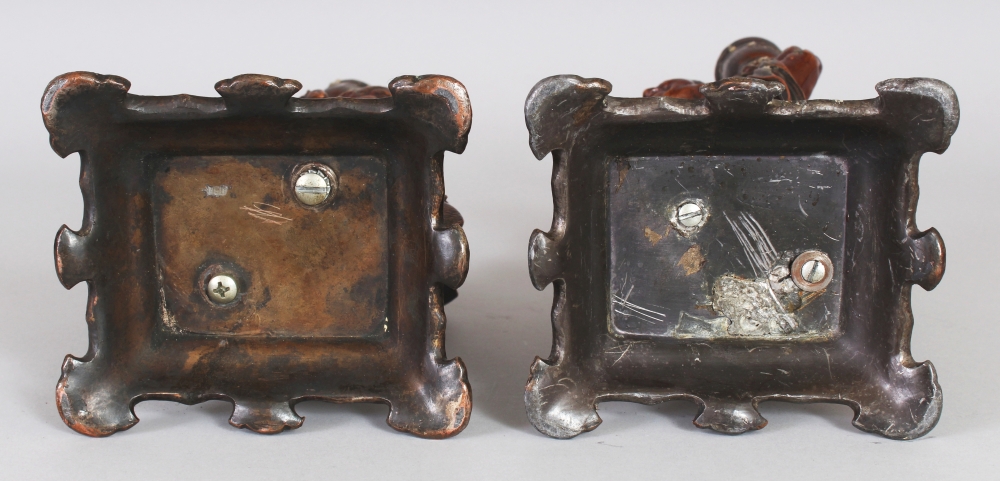 A PAIR OF GOOD QUALITY JAPANESE MEIJI PERIOD MIXED METAL FIGURES OF ONI CANDLESTICKS, each bearing - Image 7 of 7