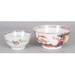 TWO 18TH CENTURY CHINESE QIANLONG PERIOD FAMILLE ROSE PORCELAIN TEABOWLS, the largest 4.25in