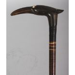 ANOTHER HORN WALKING STICK, possibly partially rhinoceros horn, the shaft formed from graduated