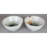 A SIMILAR PAIR OF CHINESE WANLI PERIOD BLUE & WHITE SHIPWRECK PORCELAIN BOWLS. (from the