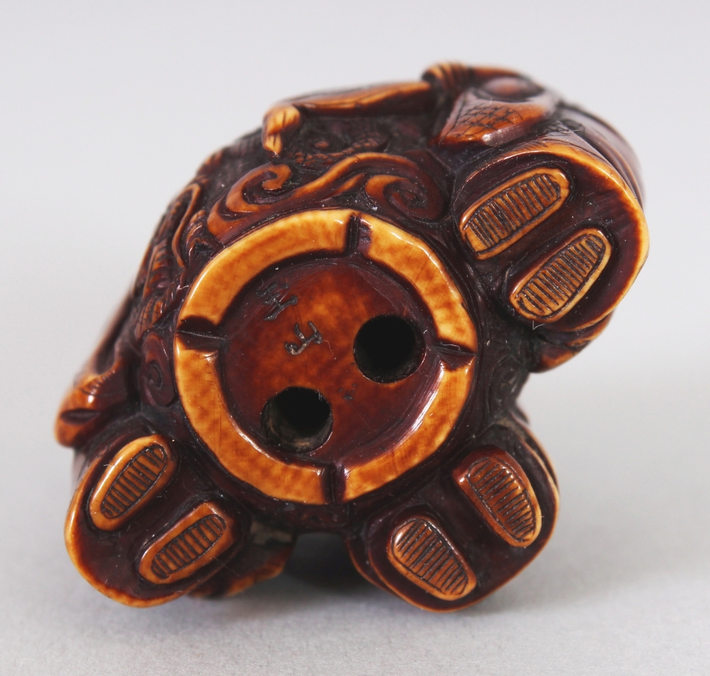 A GOOD QUALITY JAPANESE MEIJI PERIOD STAINED IVORY NETSUKE BY GYOKUZAN, carved in the form of - Image 5 of 6