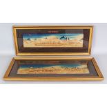 A PAIR OF 20TH CENTURY FRAMED CHINESE CORK PICTURES, each carved in relief with a scene from