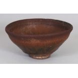 A GOOD CHINESE SONG DYNASTY JIAN WARE HARE'S FUR CERAMIC BOWL, the streaked glaze falling short of