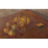 Circle of Karl Weschke (1925-2005) German/British. Still Life with Fruit, a Glass and a Box of