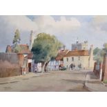 Frank Sherwin (1896-1985) British. "Churchgate, Cookham Village (Berkshire)", a Street Scene with