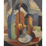 C...E...S...(20th Century) British. An Abstract Still Life, Oil on Board, Signed with Initials and