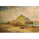 Charles Brooke Branwhite (1851-1929) British. "St Michael's Mount, Cornwall", Oil on Canvas,