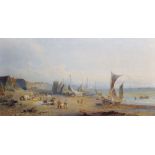 Henry George Hine (1811-1895) British. "Brighton (Fish Market) 1823", A Beach Scene with numerous