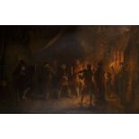 Scheurich (19th Century) Continental. A Musical Recital by Torchlight, Oil on Canvas, Signed, 65"