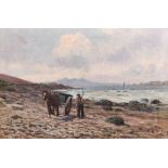 J... H... McKay (19th Century) British. A Man with a Horse and Cart on a Beach, Oil on Canvas,