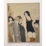 David Schneuer (1905-1988) Polish/Israeli. "Bordellszene", Figure of a Woman surrounded by
