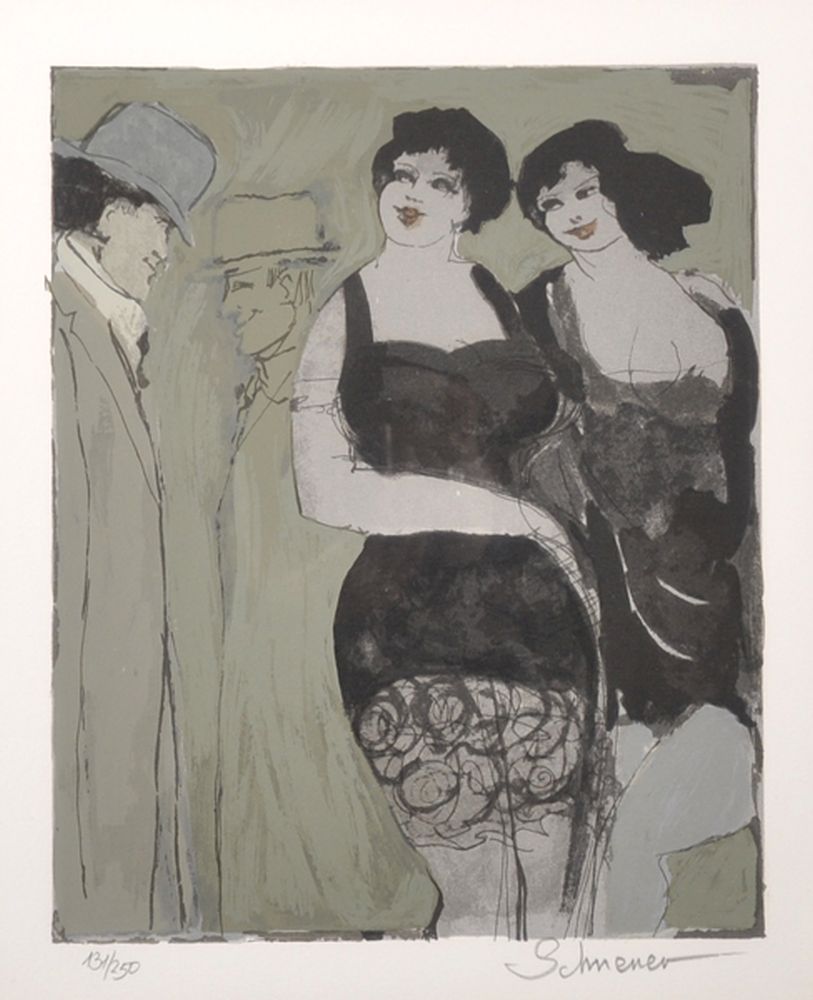 David Schneuer (1905-1988) Polish/Israeli. Women in Black, Lithograph, Signed and Numbered 131/250