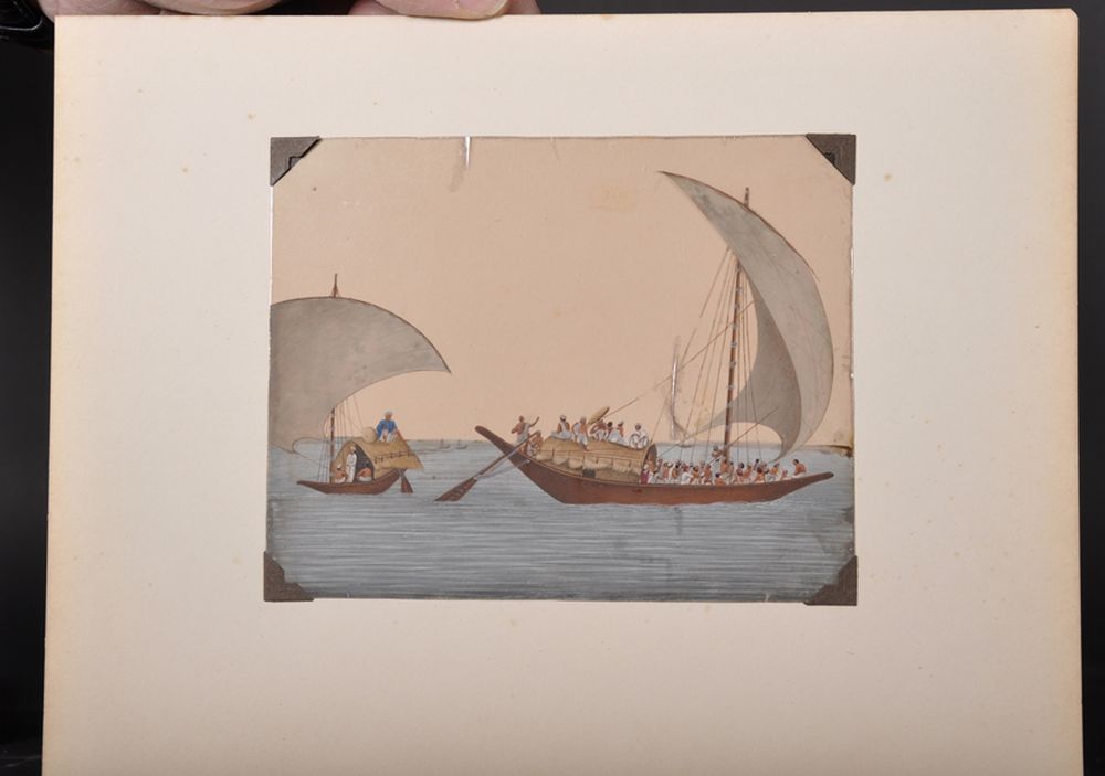 20th Century Indian School. A Junk Trading Boat sailing the British Flag, Watercolour on Mica, - Image 7 of 7