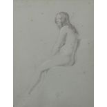19th Century English School. Study of a Female Nude, Pencil, Indistinctly Inscribed and Dated