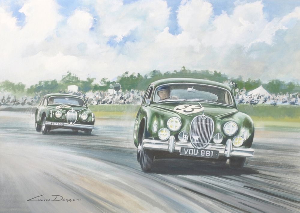 Colin Doggett (1947 ) British. "Mike Hawthorn Leeds Tommy Sopwith During the Touring Car Race at