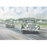 Colin Doggett (1947 ) British. "Mike Hawthorn Leeds Tommy Sopwith During the Touring Car Race at