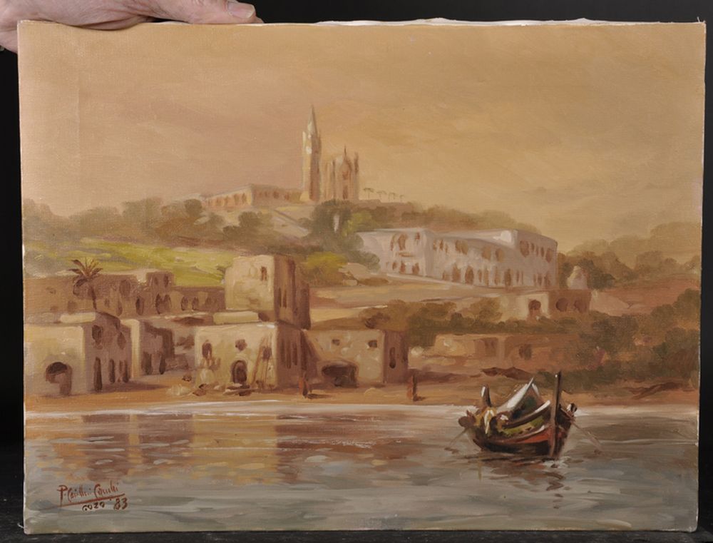 20th Century Maltese School. A Coastal Scene at Gozo, Malta, Oil on Canvas, Indistinctly Signed, - Image 2 of 4