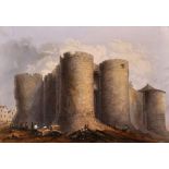 Parker Ryans (19th Century) American. Chateau D'Angers with Figures in the foreground, Oil on