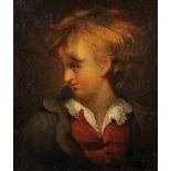 Circle of Jean Baptiste Greuze (1725-1805) French. Study of a Young Boy wearing a Green Coat, Red