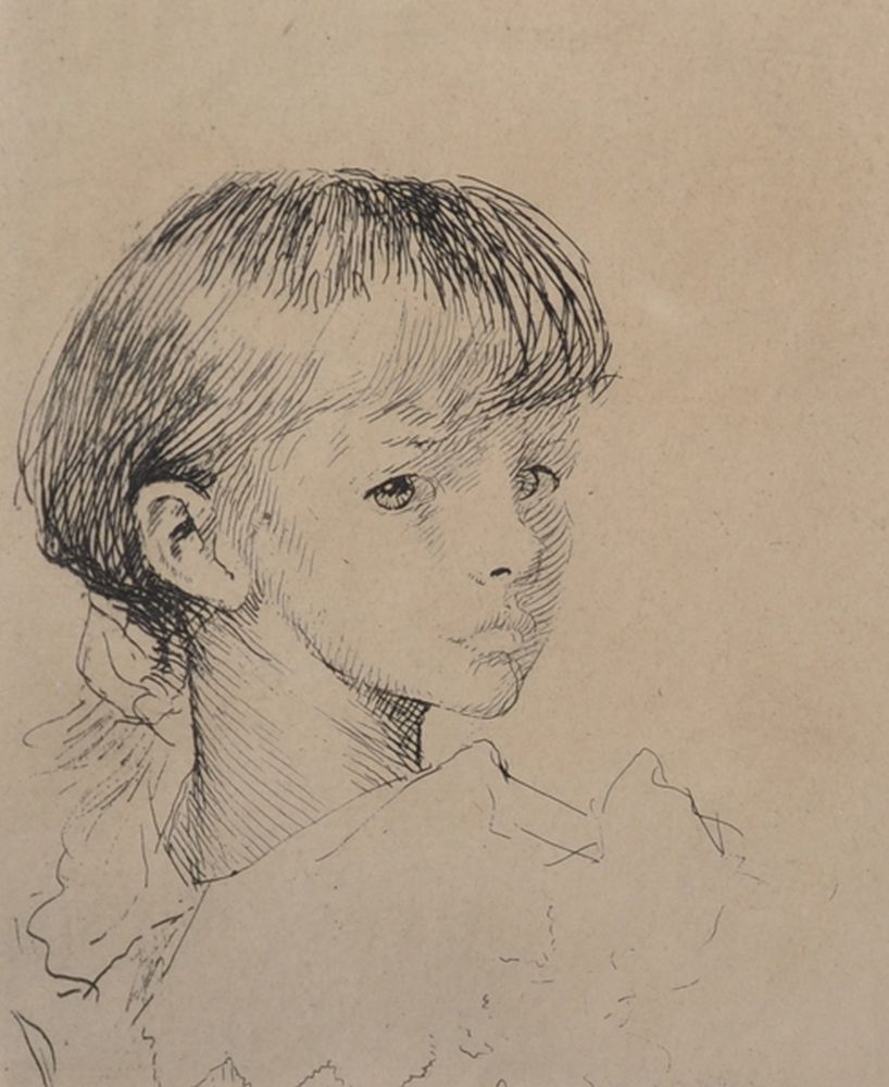George Clausen (1852-1944) British. 'Little Meg', etching, Inscribed in Pencil on Mount, 4" x 3.