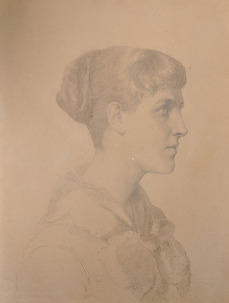 19th Century French School. "Amelie", Portrait of a Lady, Pencil, Dated 1884 and Inscribed 'Cannes',