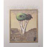 20th Century French School. A Surreal Green Aubergine with an Eye, Lithograph in Colours, Numbered