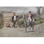 George Finch Mason (1850-1915) British. "Spuggins", A Hunting Incident, Watercolour, Signed and