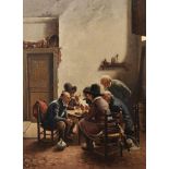 Louis Dubois (1830-1880) Belgian. "An Interesting Letter", A Group of Men around a Table with one