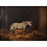 John Alfred Wheeler (1820-1903) British. Stable Friends, a Grey Pony and Dog in a Stable, Oil on