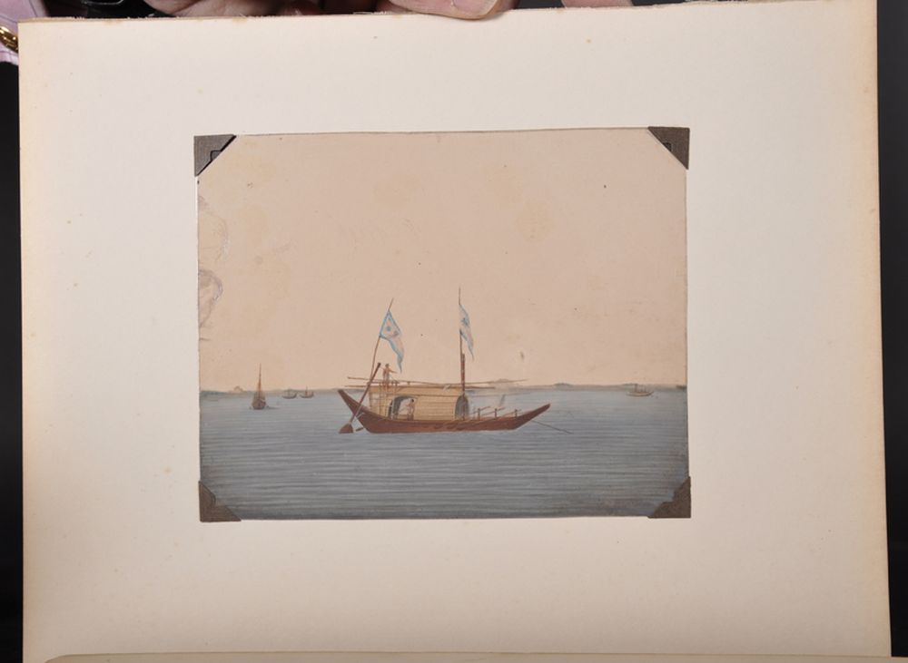 20th Century Indian School. A Junk Trading Boat sailing the British Flag, Watercolour on Mica, - Image 5 of 7