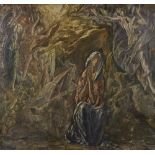 Manner of Domenikos El Greco (1541-1614) Greek. Madonna in a Grotto, with Angels Overhead, Oil on