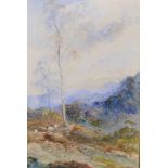 John MacWhirter (1839-1911) British. "A Glimpse of the Grampian Hills", Watercolour, Signed, and