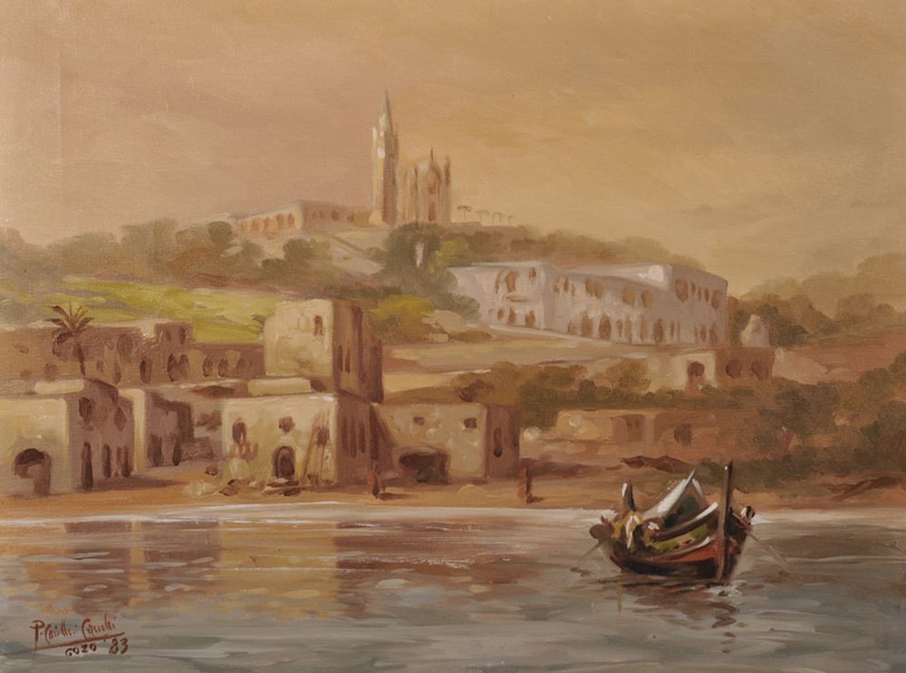 20th Century Maltese School. A Coastal Scene at Gozo, Malta, Oil on Canvas, Indistinctly Signed,