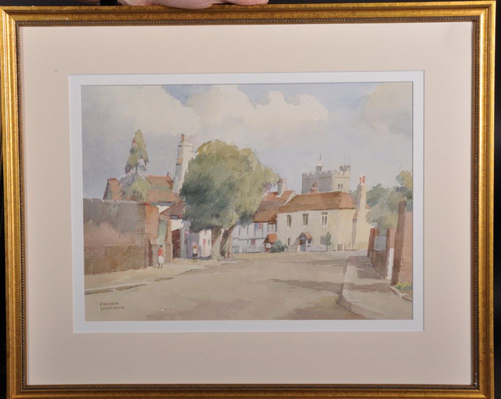 Frank Sherwin (1896-1985) British. "Churchgate, Cookham Village (Berkshire)", a Street Scene with - Image 2 of 5