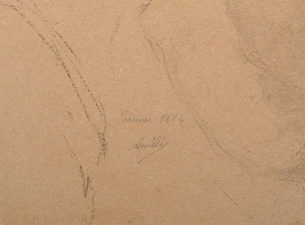 19th Century French School. "Amelie", Portrait of a Lady, Pencil, Dated 1884 and Inscribed 'Cannes', - Image 3 of 4