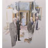 Michael Frith (1951 ) British. A Sketch of The Queen meeting Bill Beaumont and Others at a Royal