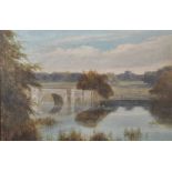 19th Century English School. 'Blenheim Palace', with Blenheim Bridge in the Foreground, Oil on
