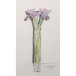 Bryan Organ (1935 ) British. Iris in a Glass Vase, Watercolour and Pencil, Signed and Dated 1998