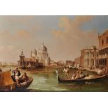 Edward Pritchett (1808-1894) British. Gondolas off St Mark's Square, Venice, Oil on Canvas, 18" x