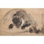 Kano Eisenin Michinobu (1730-1790) Japanese. Study of a Leaping Rodent, Wash, Signed, and