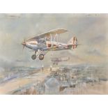 Miles O'Reilly (20th Century) Irish. A Biplane over The Thames with St Paul's and Tower Bridge