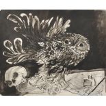 Ceri Geraldus Richards (1903-1971) British. "Homage to Dylan Thomas", an Owl with a Skull, a Pen,