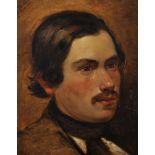 Early 19th Century French School. Portrait of a Man with a Moustache, Oil on Board, Indistinctly