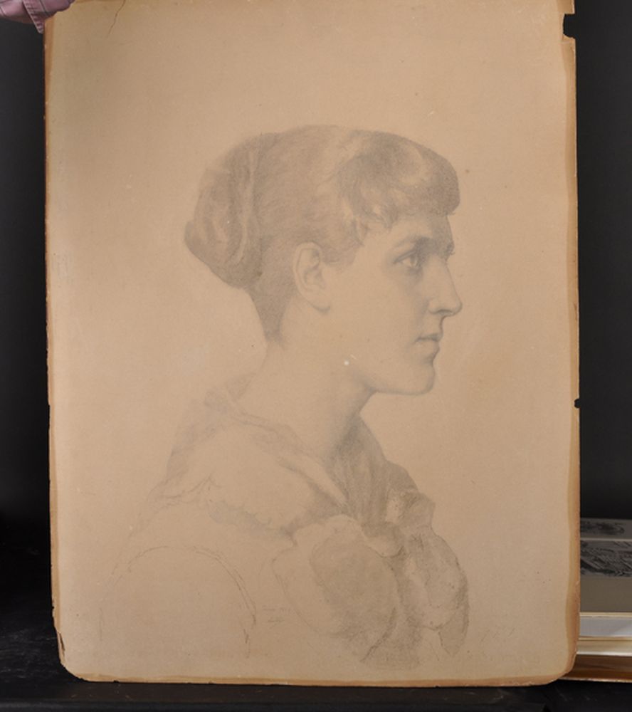 19th Century French School. "Amelie", Portrait of a Lady, Pencil, Dated 1884 and Inscribed 'Cannes', - Image 2 of 4