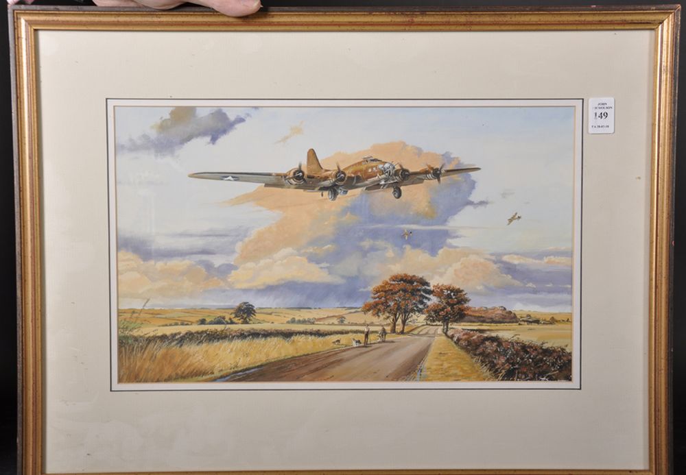 Colin Doggett (1947 ) British. "B17", (after Robert Taylor), A Four Engine Plane, with Figures on - Image 2 of 4