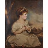 After Joshua Reynolds (1723-1792) British. "The Age of Innocence", Oil on Canvas, 30" x 24.25".