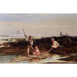 William Collins (1788-1847) British. 'Rafting Amid the Rocks', A Study of Children playing on the