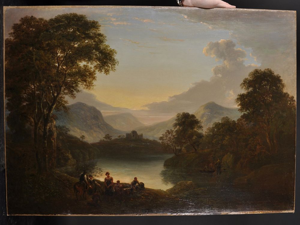 William Traies (1789-1872) British. A Mountainous River Landscape with Figures in the Foreground, - Image 2 of 4