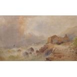 William Cook of Plymouth (act.1870-1890) British. A Stormy Coastal Scene, with Figures by Ruins,